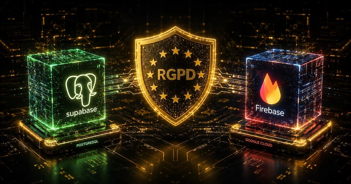 Supabase vs Firebase comparatif RGPD souveraineté données PME 2026